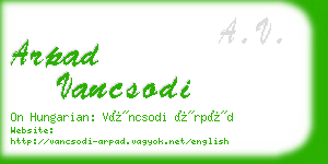 arpad vancsodi business card